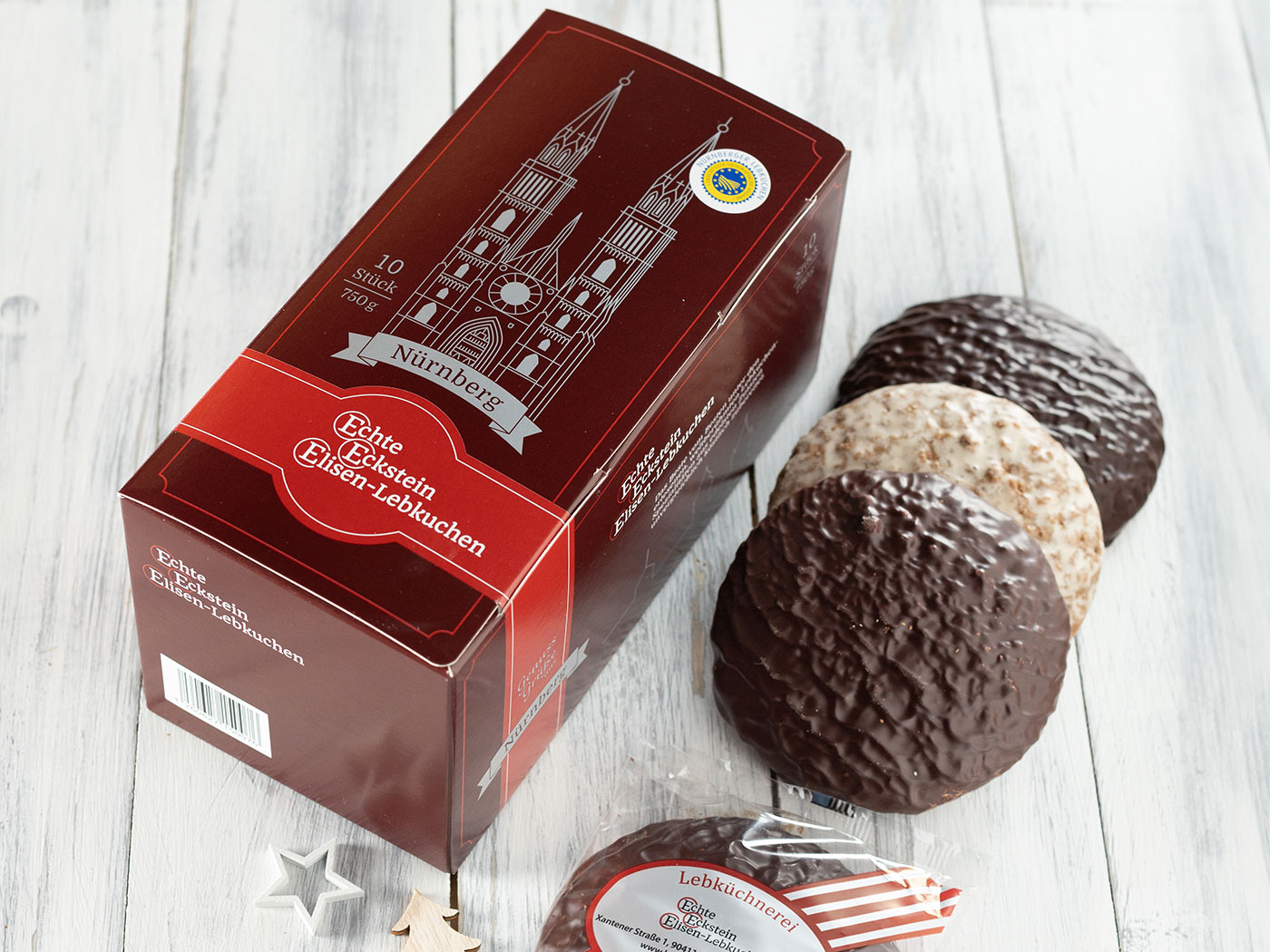 Präsentkarton 10 Stück Echte Eckstein Elisen-Lebkuchen  